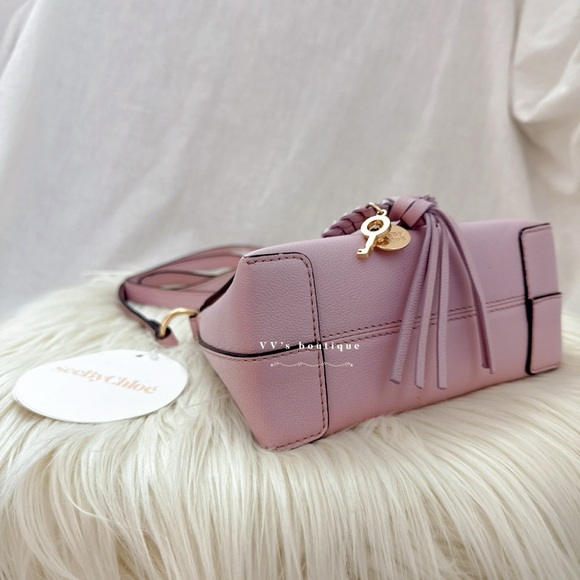 See by Chloé Joan Mini Crossbody Top Handle Bag Leather Creamy Lilac Purple - Picture 5 of 12